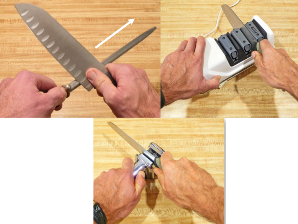 3 easiest ways to sharpen a knife are with a sharpening steel, electric knife sharpener andhandheld sharpener