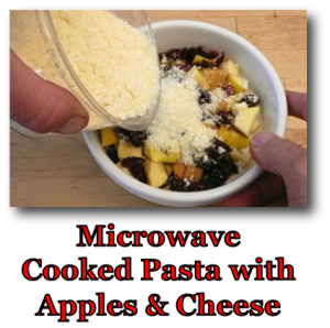 Microwave Cooked Pasta with Apples & Cheese