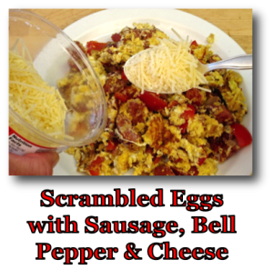 Scrambled Eggs with Sausage, Bell Pepper and Cheese