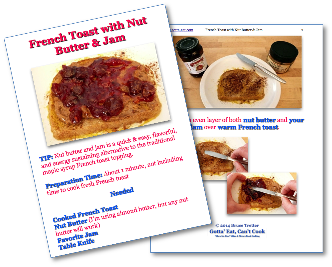 French Toast with Nut Butter and Jam Step-By-Step Picture Book Recipe pages