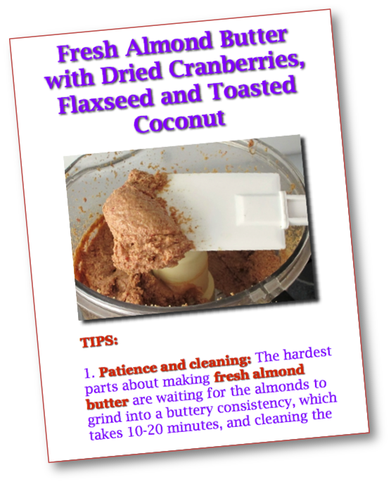 Almond Butter with Dried Cranberries, Flaxseed and Toasted Coconut Picture Book Recipe page