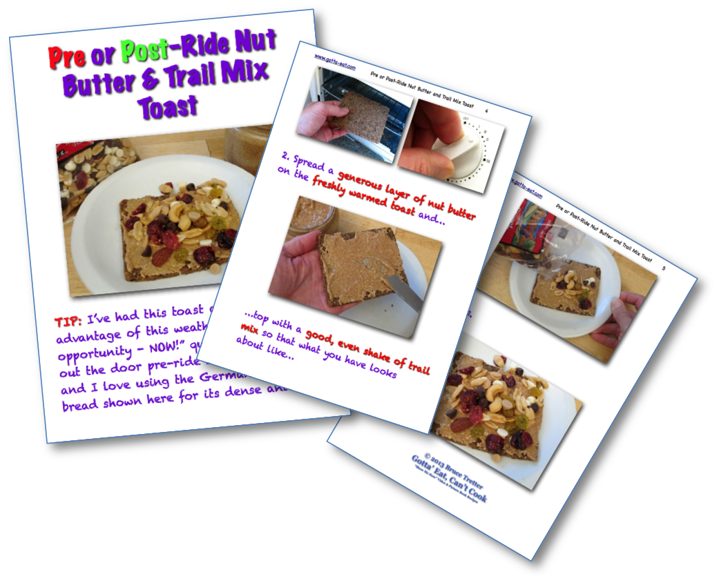 Pre or Post-Ride Nut Butter and Trail Mix Toast Picture Book Recipe pages