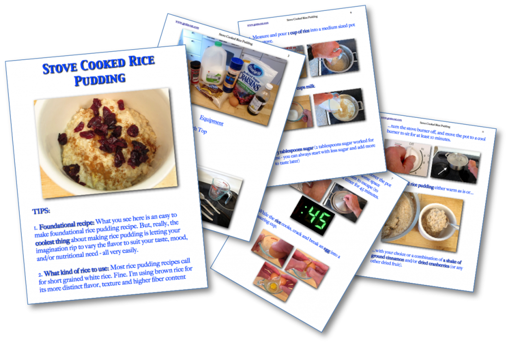 Stove Cooked Rice Pudding PIcture Book Recipe pages