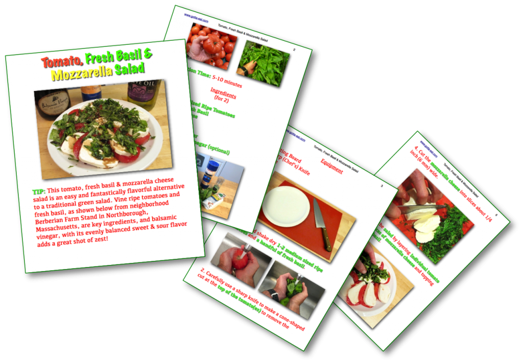 Tomato, Fresh Basil & Mozzarella Salad Picture Book Recipe Pages