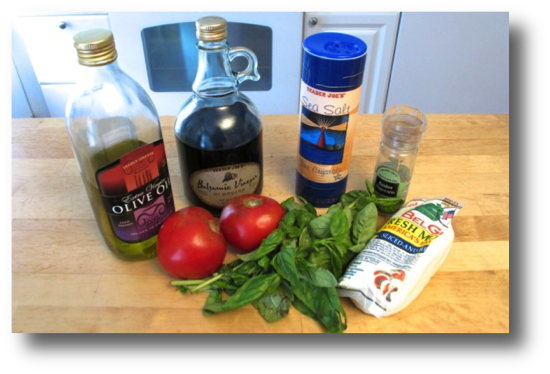 Tomato, Fresh Basil & Mozzarella Salad ingredients