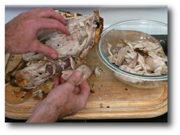 Removing Meat from a Roast Turkey