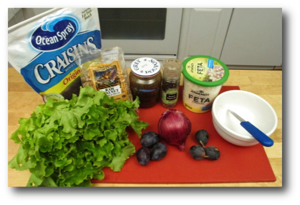 Sweet & Savory Fig, Plum, Onion & Lettuce Salad Ingredients