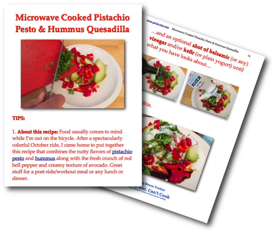 Microwave Cooked Pistachio Pesto and Hummus Quesadilla Picture Book Recipe
