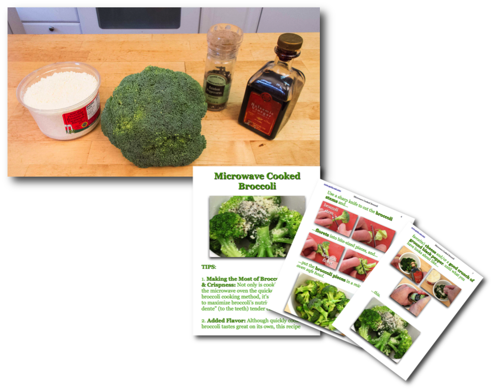 Microwave Cooked Broccoli Ingredients & PIcture Book Recipe