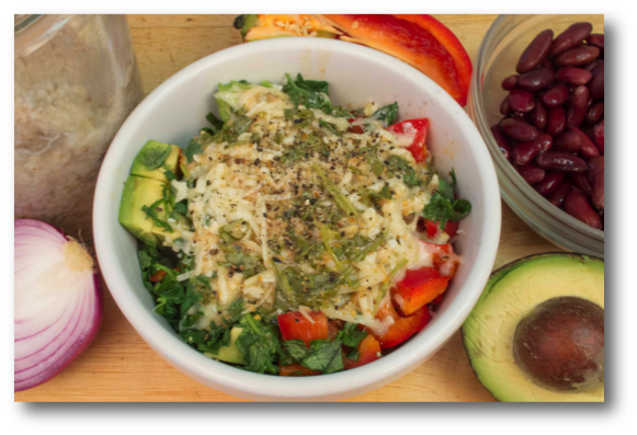 Savory Steel Cut Oats with Beans, Avocado & Bell Pepper