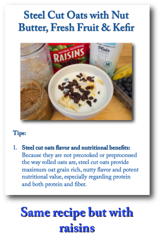 Steel Cut Oats w. Nut Butter, Fresh Fruit & Kefir Picture Book Recipe