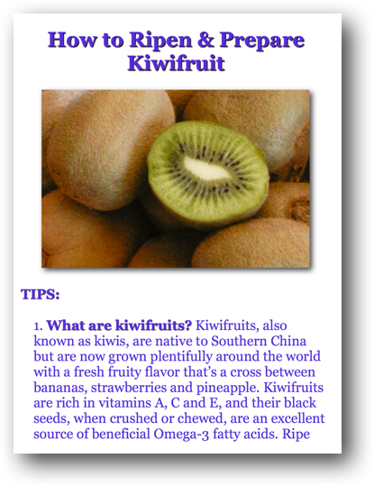 How to Ripen and Prepare Kiwifruit Picture Book Directions