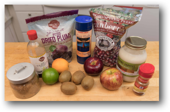 Apple Kiwi and Cranberry Fruit Topping Ingredients