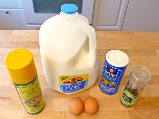 Ingredients needed to make microwave cooked scrambled eggs