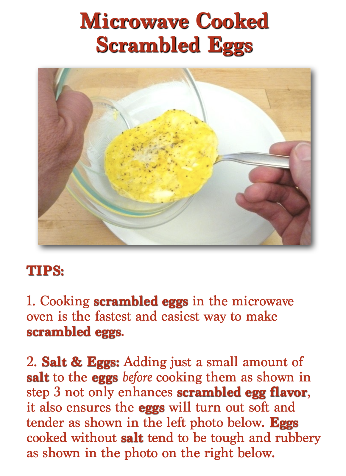 Microwave Oven Cooked Scrambled Eggs Recipe First Page