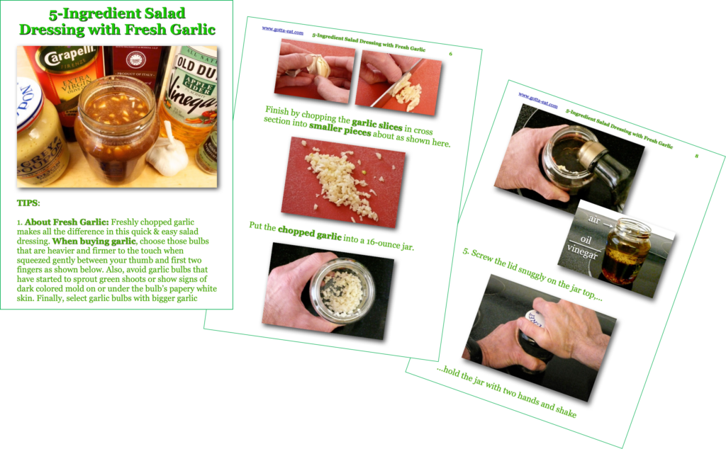 Picture of 5-ingredient salad dressing with fresh garlic picture book recipe pages