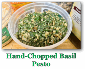Link to hand-chopped basil pesto picture book directions