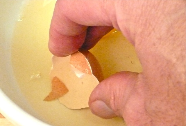 Kitchen Confidence Tip #1: How to Remove a Tiny Piece of Eggshell From a Bowl of Freshly Cracked Raw Eggs